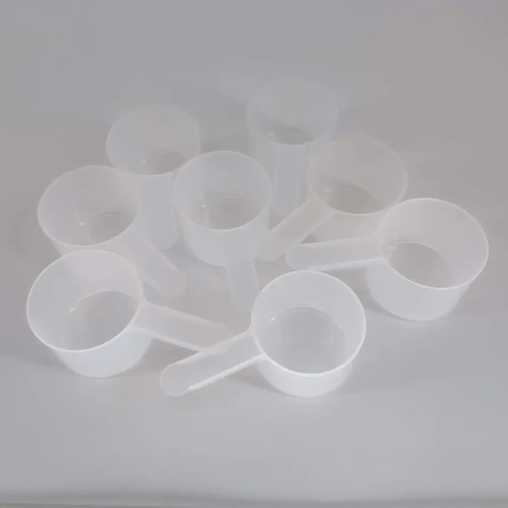 Eight Measurex Transluscent Plastic Short Handle Measuring Scoops 48 cc & 53 cc